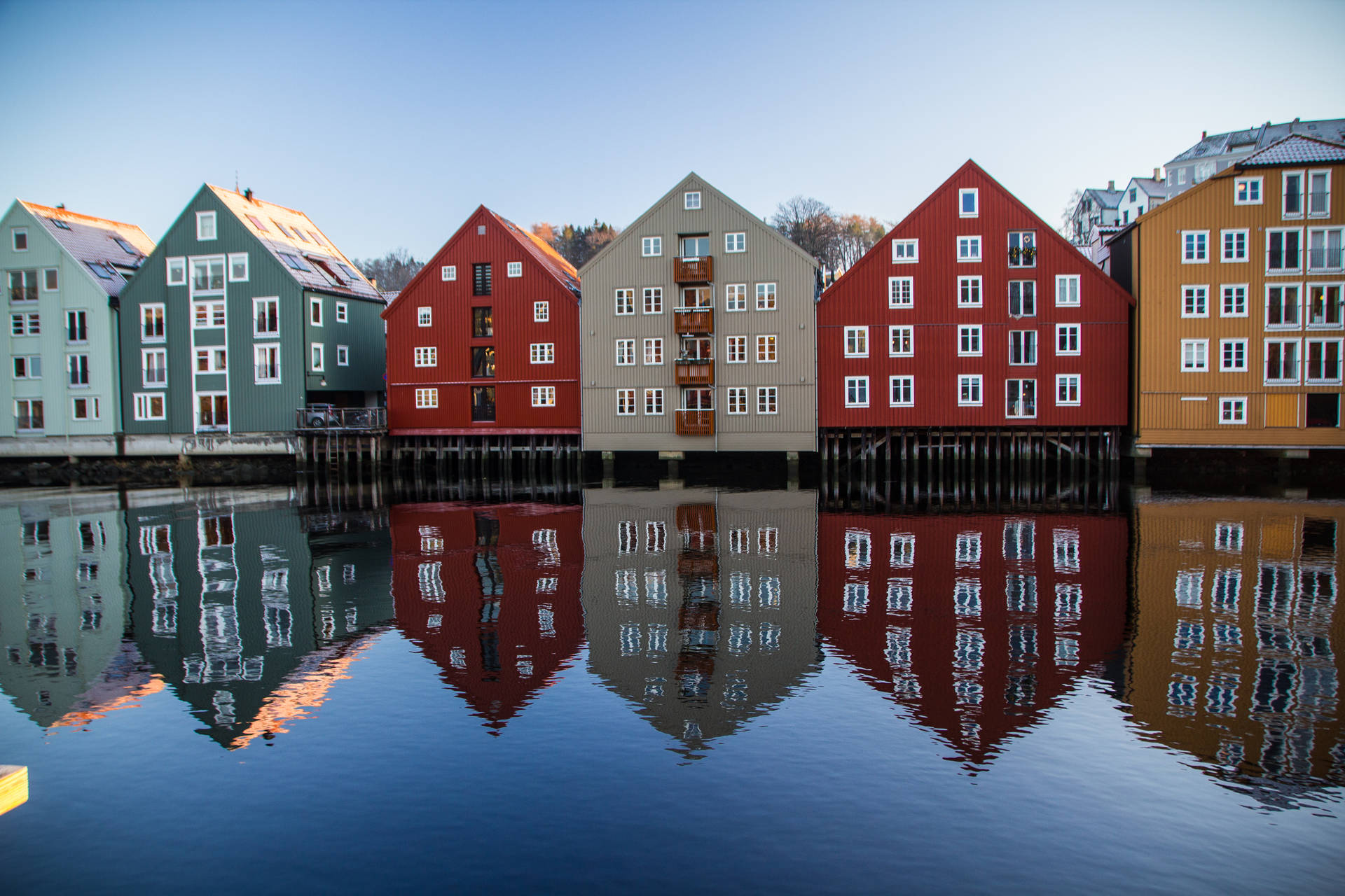 Norway Trondheim Colorful Houses Wallpaper