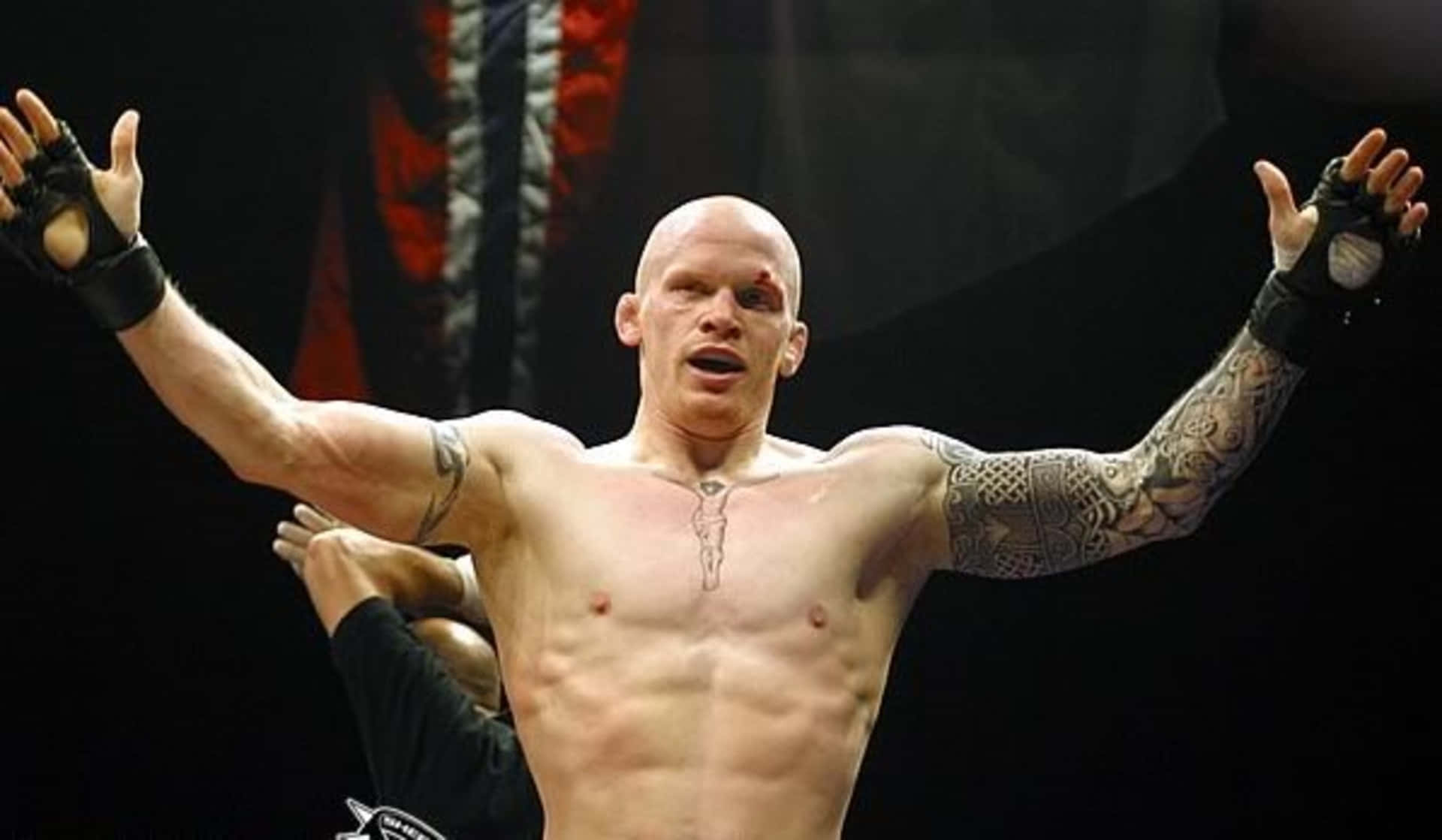 Norwegian Professional MMA fighter, Joachim Hansen, focused in a match Wallpaper