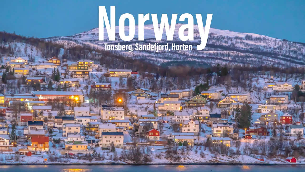 Norwegian Winter Town Sandefjord Wallpaper