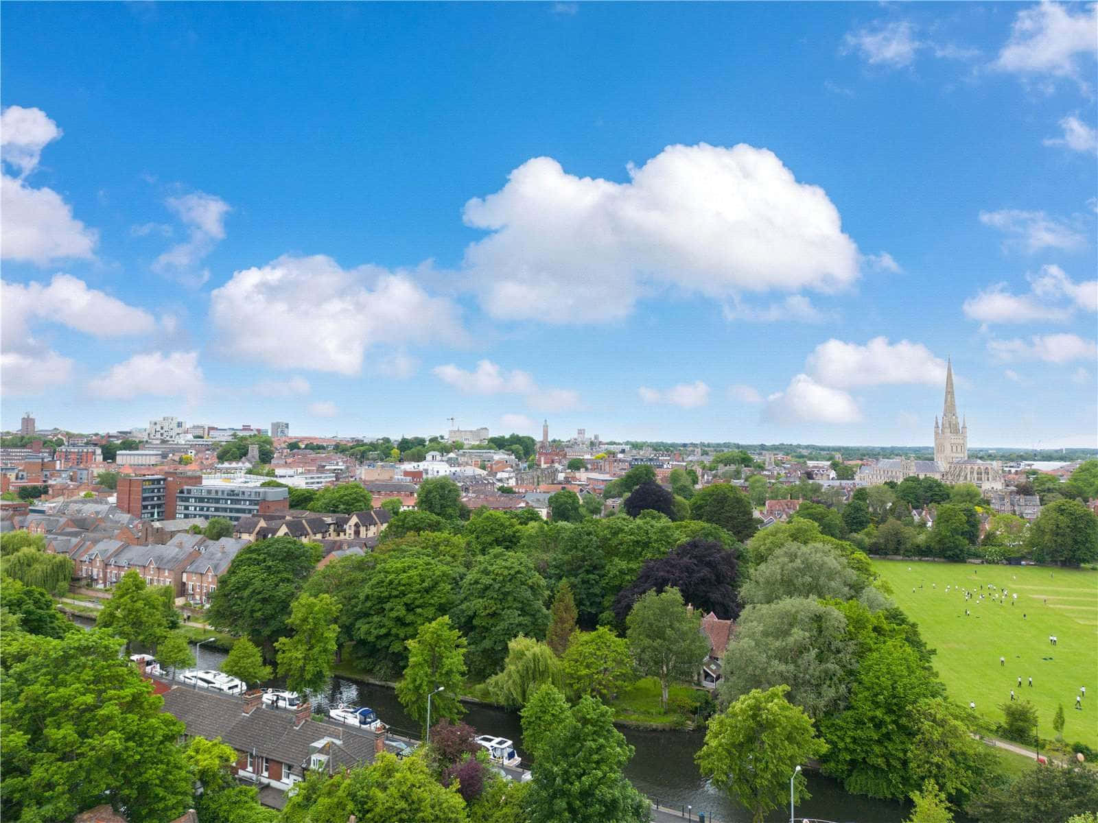 Norwich Cityscape Aerial View Wallpaper