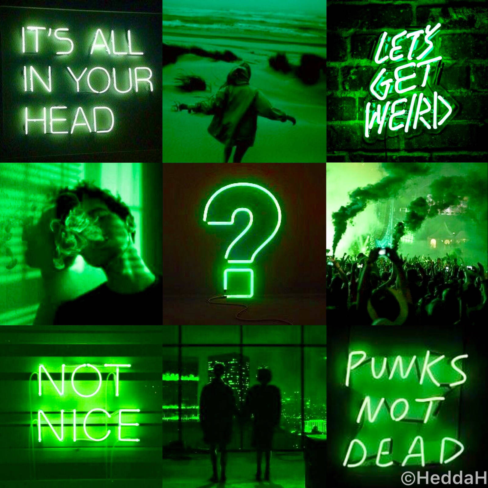 Not Nice Collage Neon Green Aesthetic Wallpaper