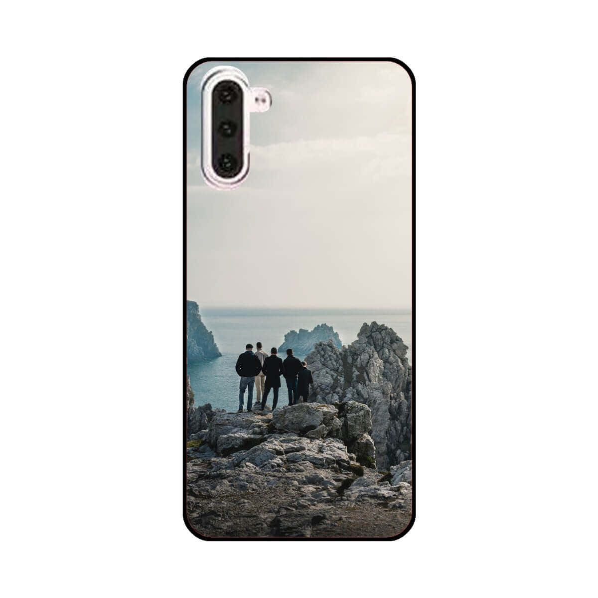 A Phone Case With People Standing On A Cliff