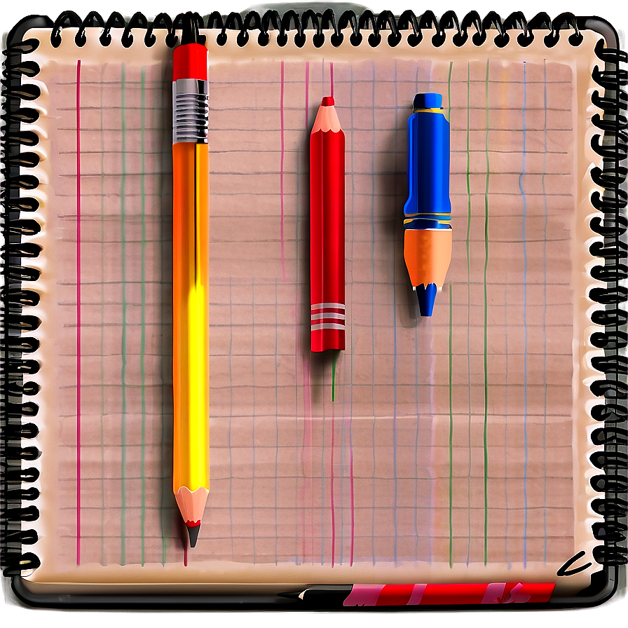 Notebook Paper With Pencil Png Luu58 PNG