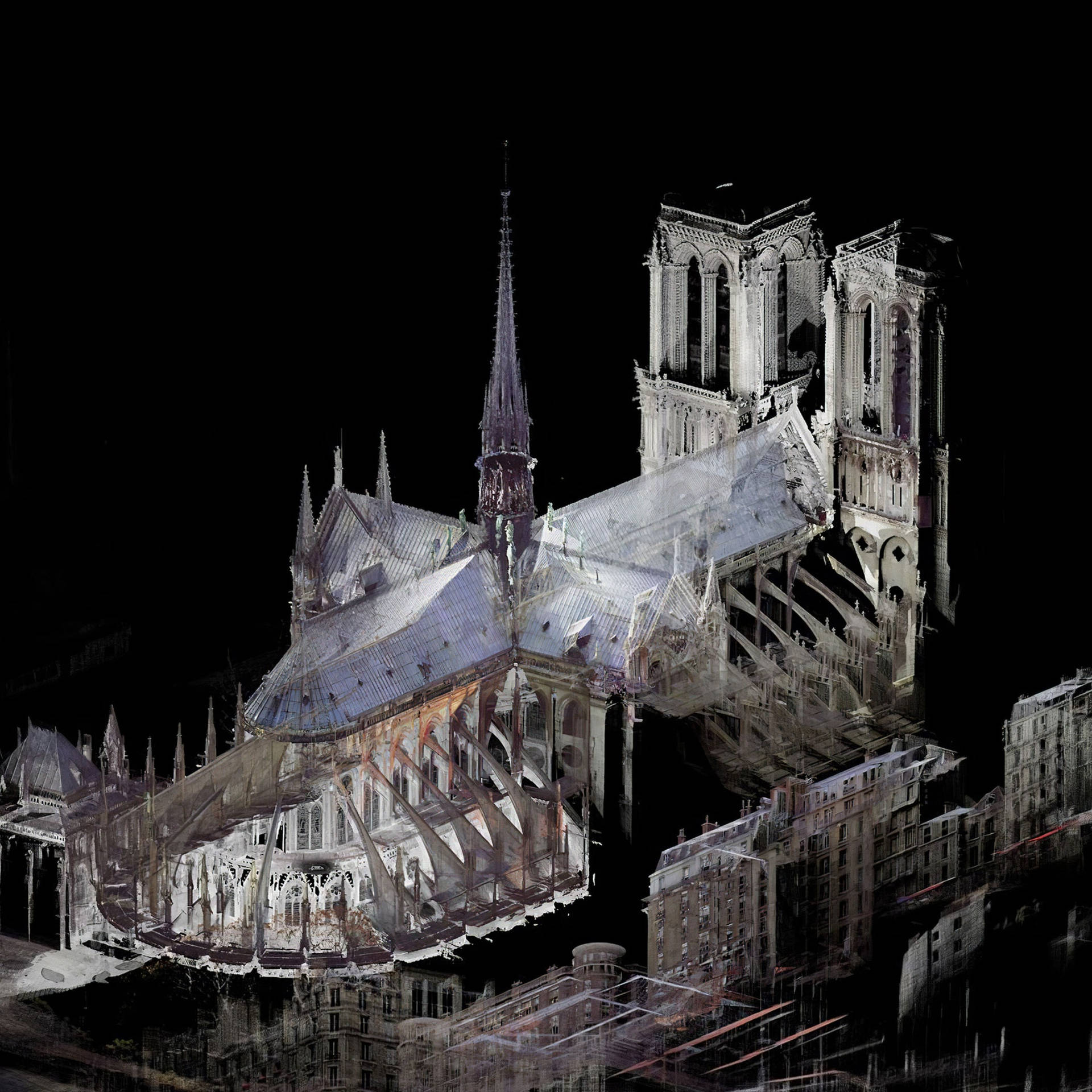 Modelodigital Em 3d Da Notre Dame Papel de Parede
