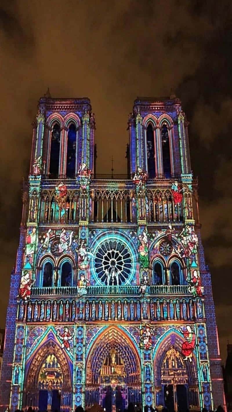 Notre Dame Cathedral Dame De Coeur Light Show Wallpaper