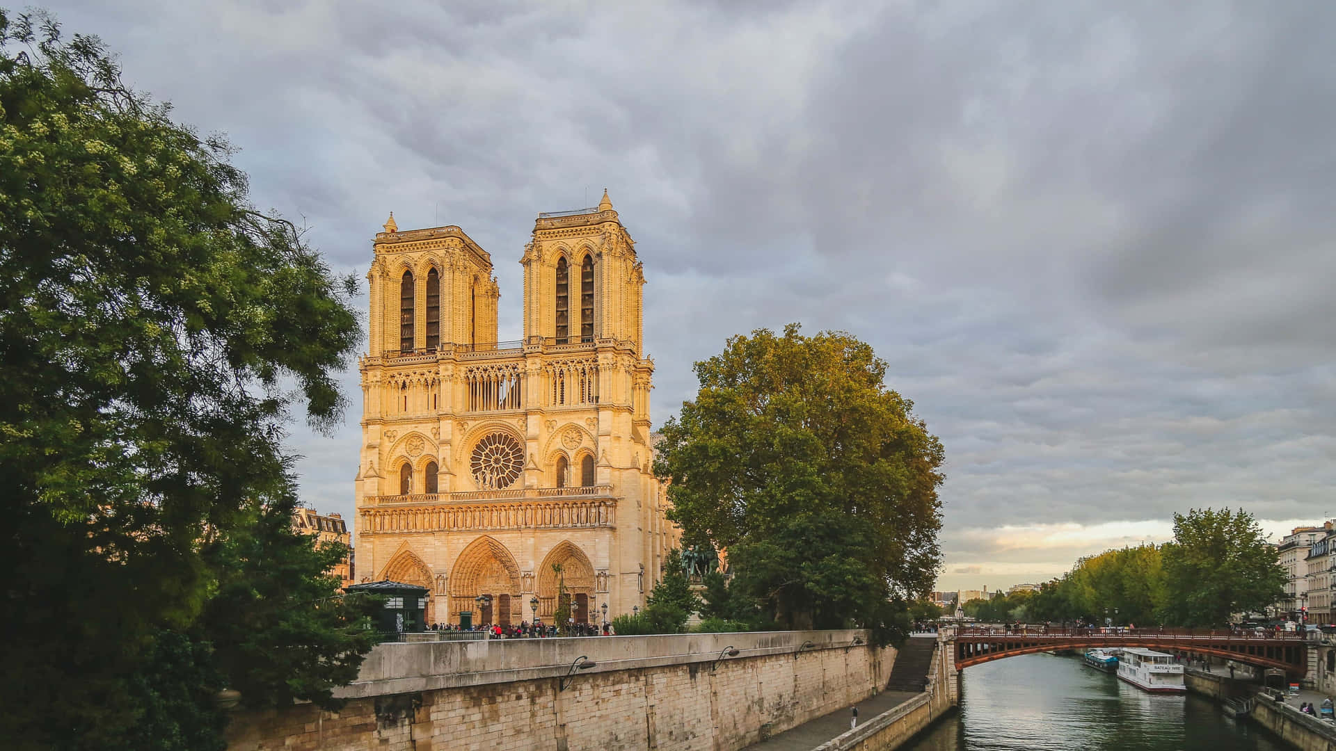 Notre Dame Cathedral With Golden Hue Wallpaper