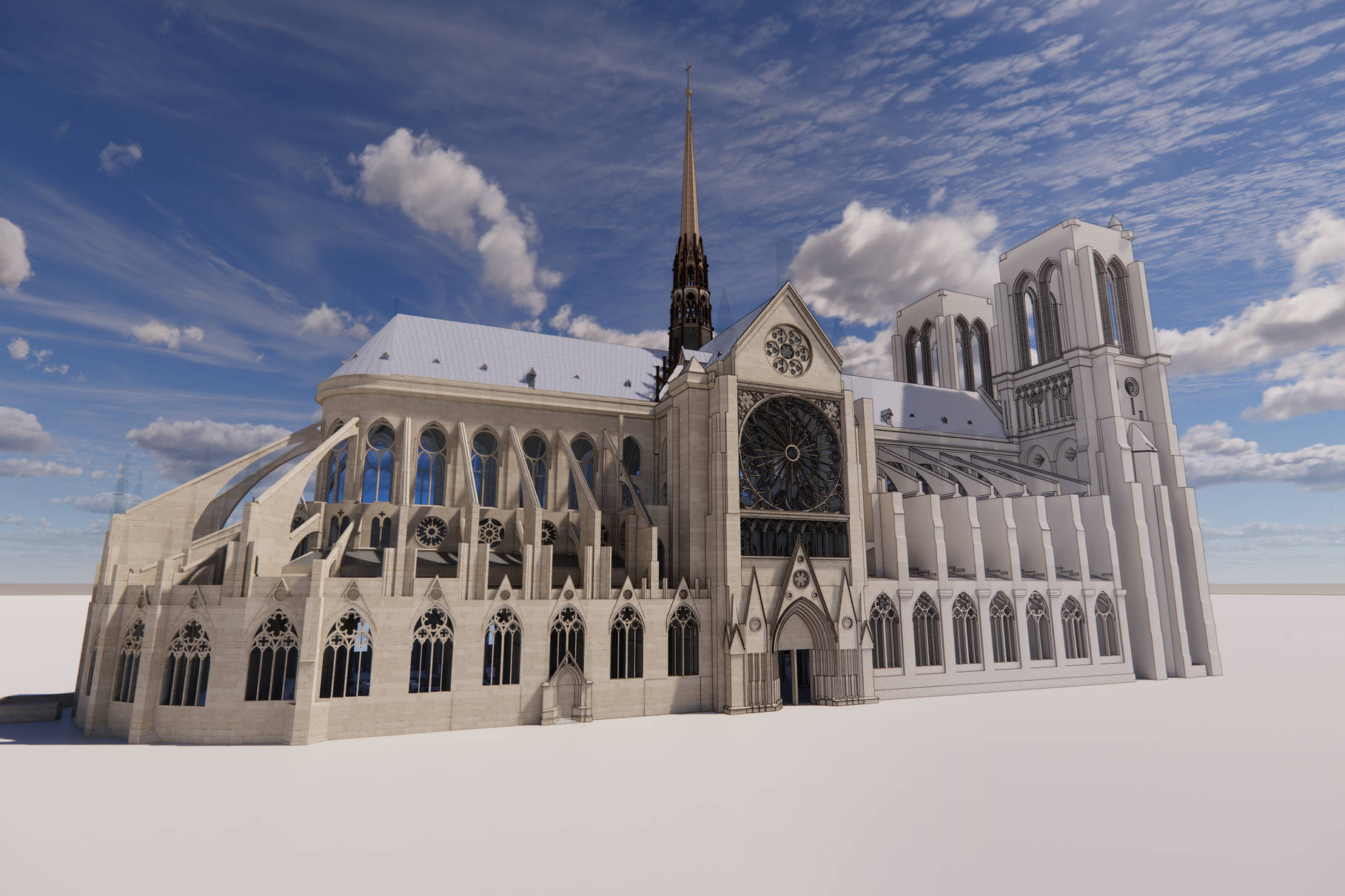 Modelodigital De Notre Dame Papel de Parede