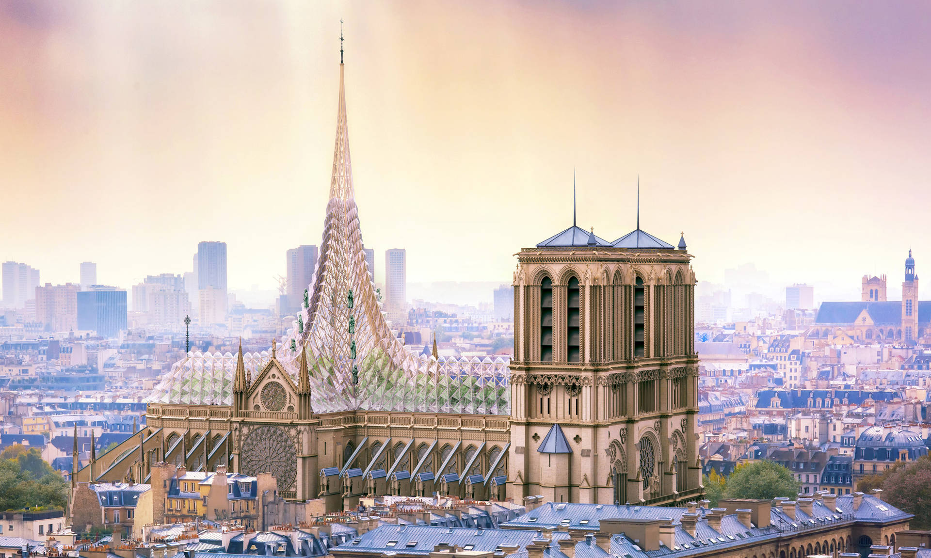 Digitaledarstellung Von Notre Dame Wallpaper