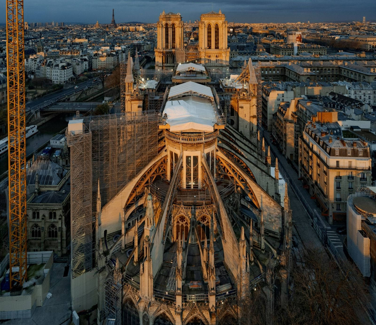 Notre Dame During Golden Hour Wallpaper