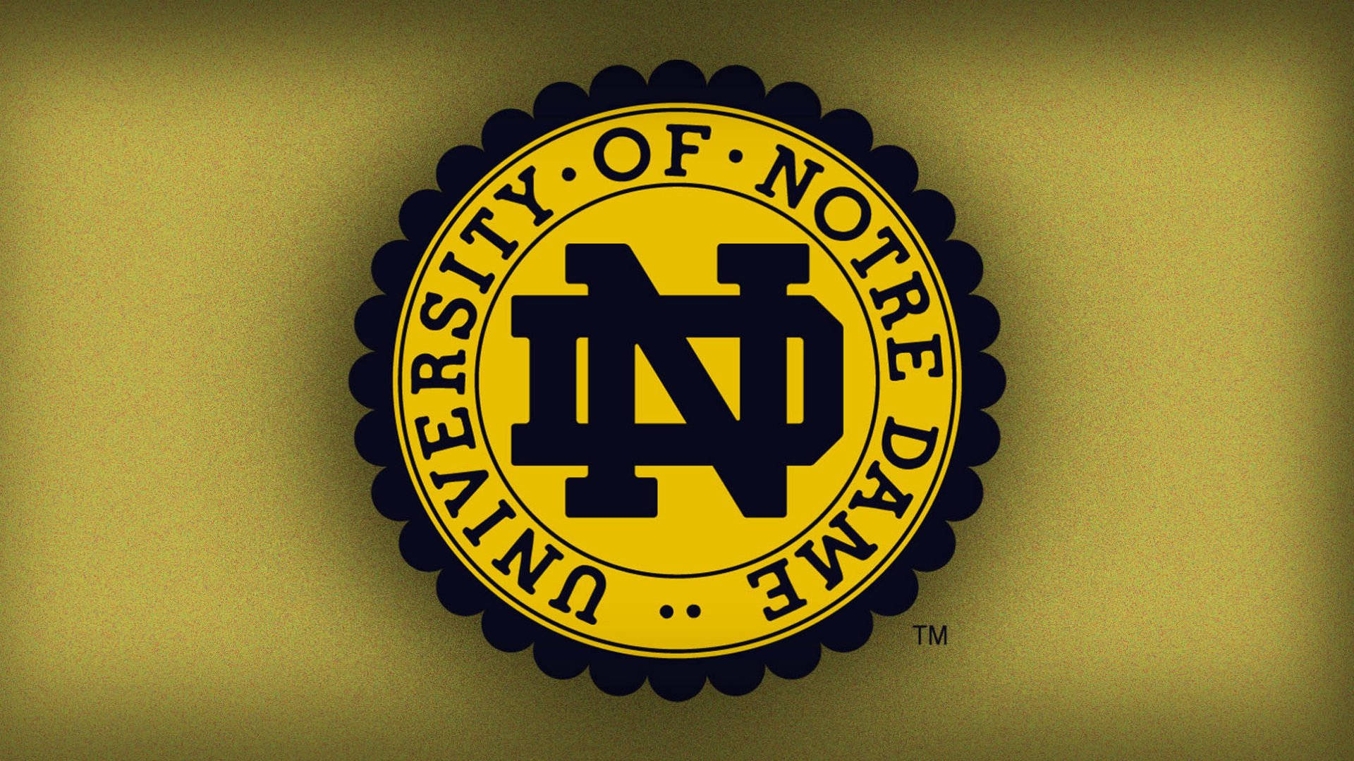 Logoet fra University of Notre Dame vises på en gul baggrund. Wallpaper