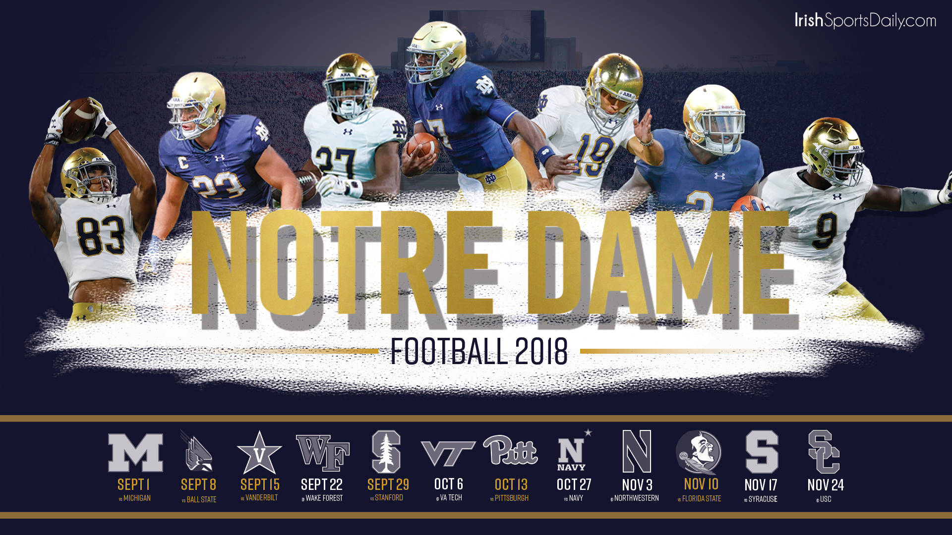 Vis din Fighting Irish-ånd og støt Notre Dame Football! Wallpaper
