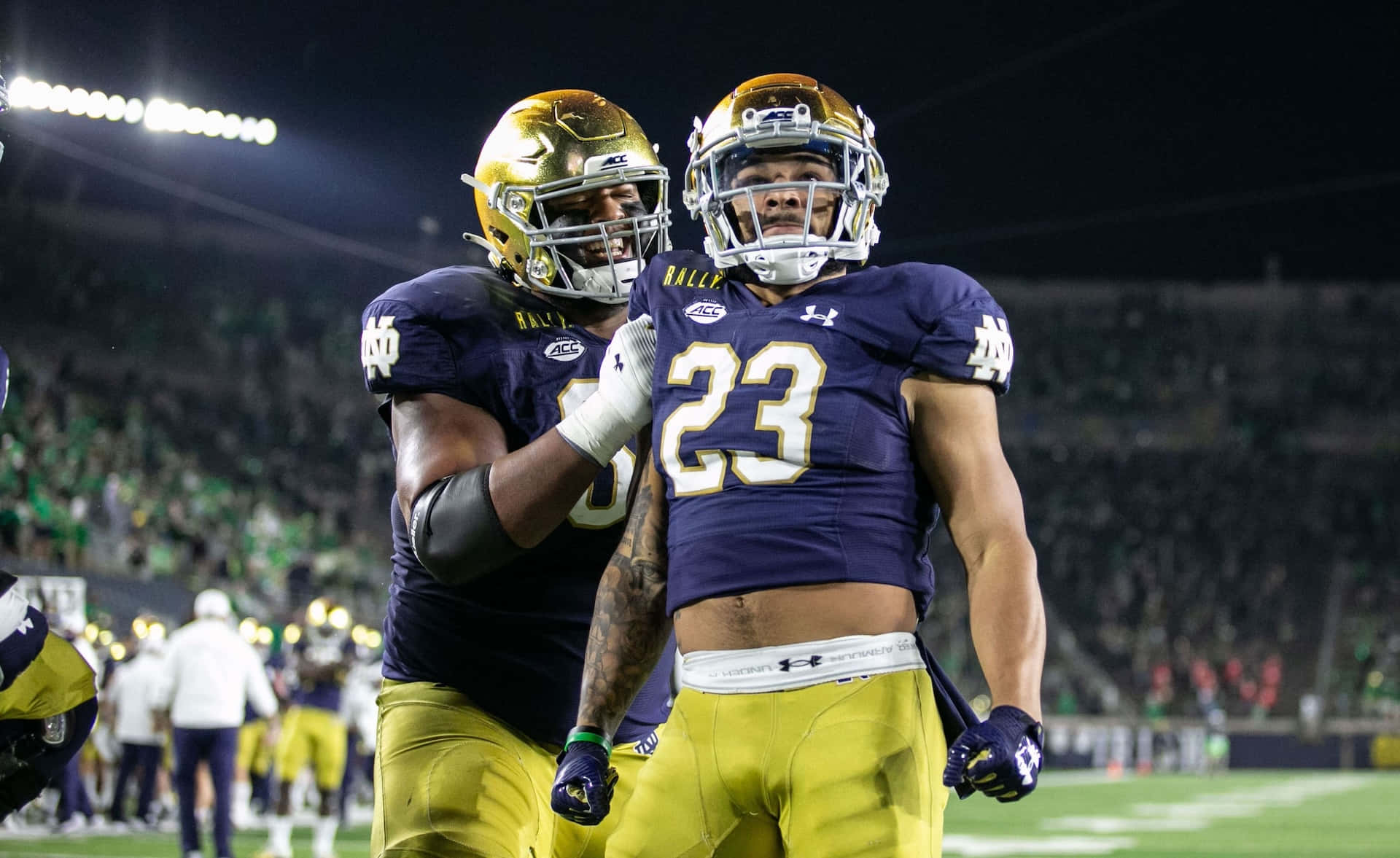 Notre Dame Football Players Celebrating Wallpaper