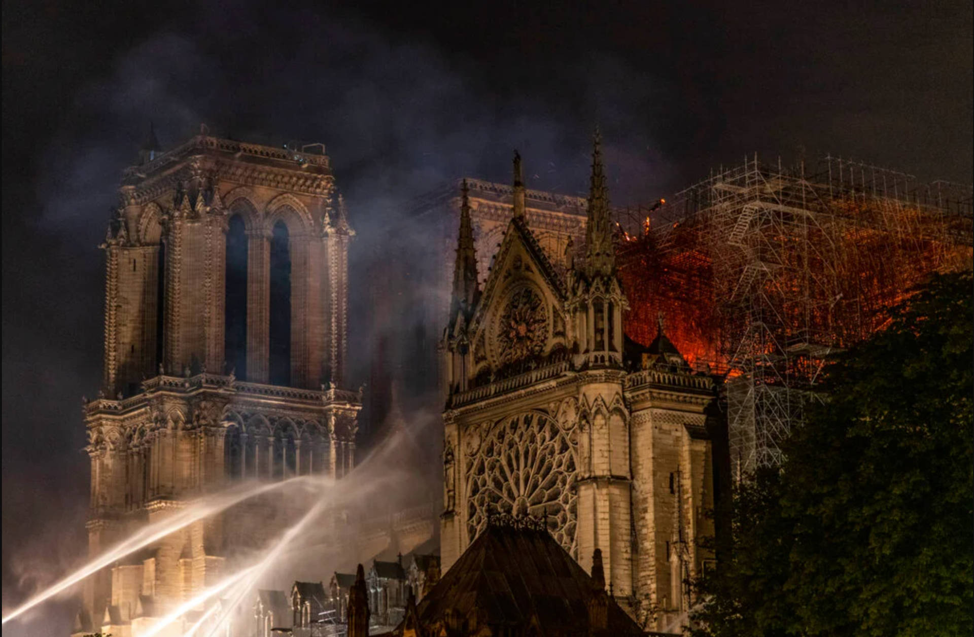Majestic Notre-Dame Cathedral Ablaze Wallpaper