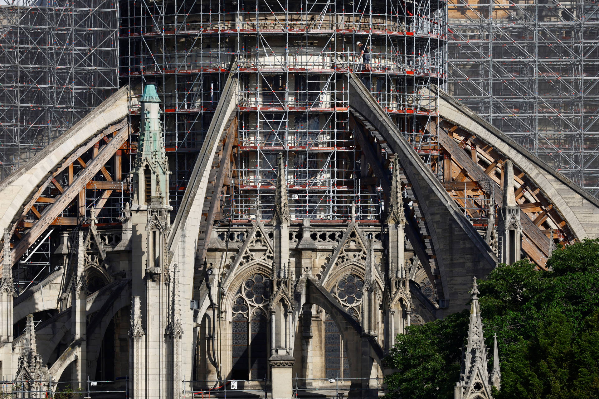 Väggpappermed Notre Dame Under Konstruktion. Wallpaper
