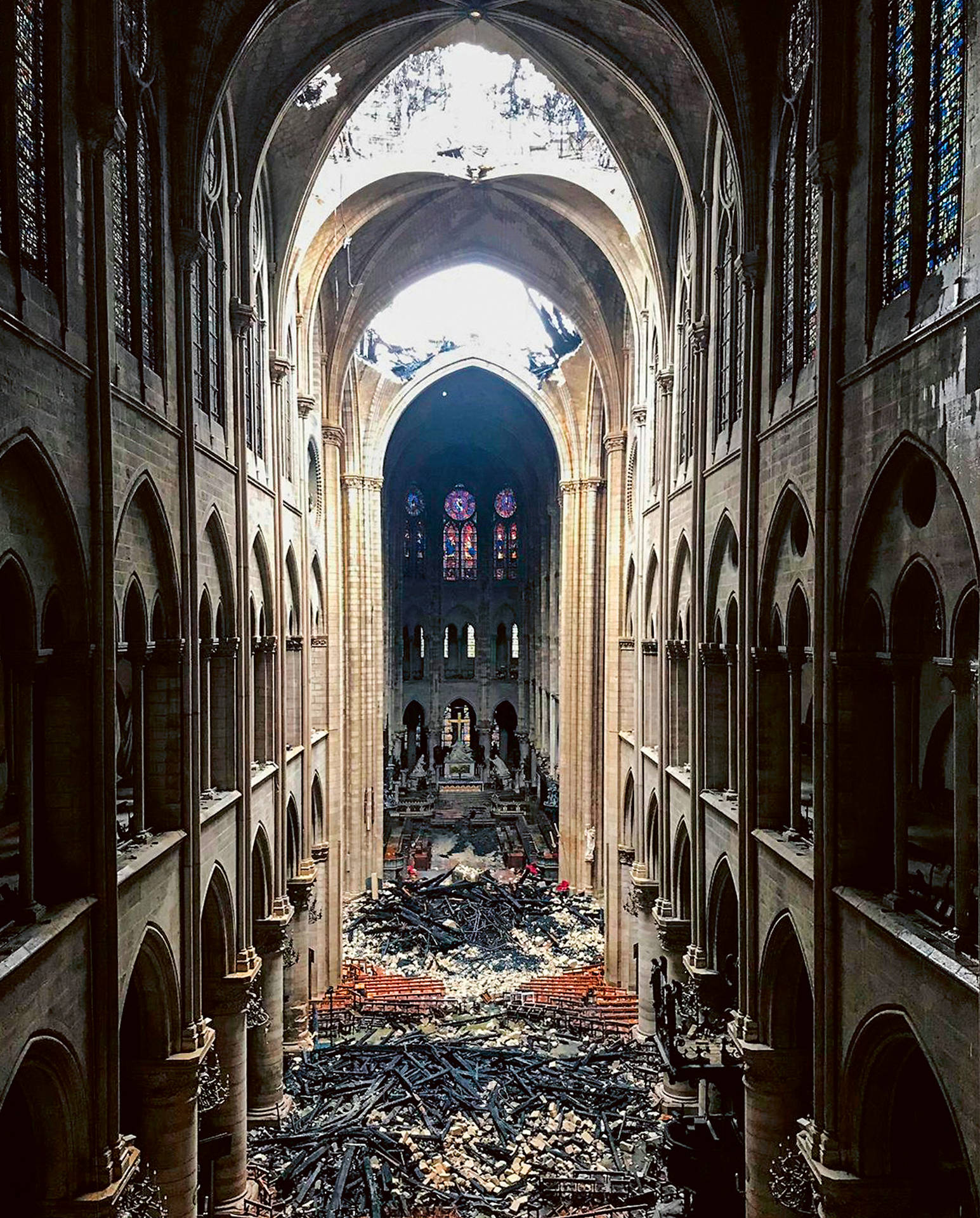 Notre Dame Wrecked Interior Wallpaper