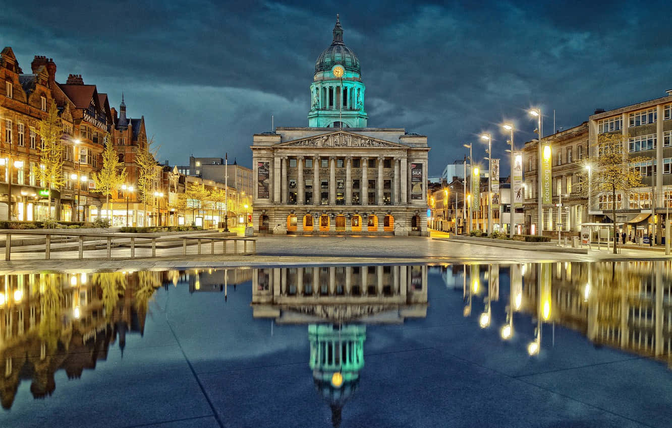 Nottingham Council House Evening Reflection Wallpaper