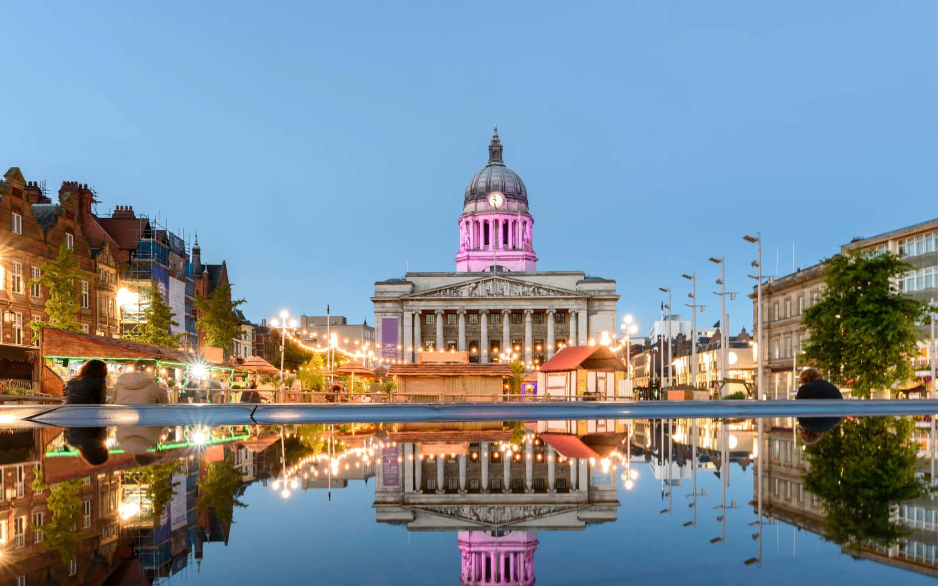 Nottingham Council House Twilight Reflection Wallpaper