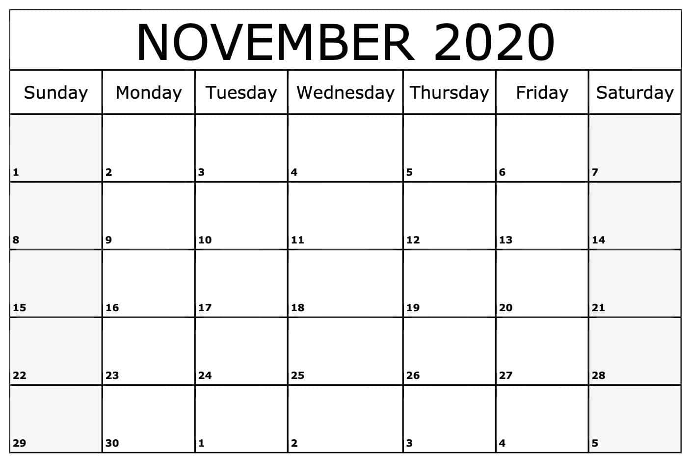 November 2020 Calendar With Holidays Wallpaper