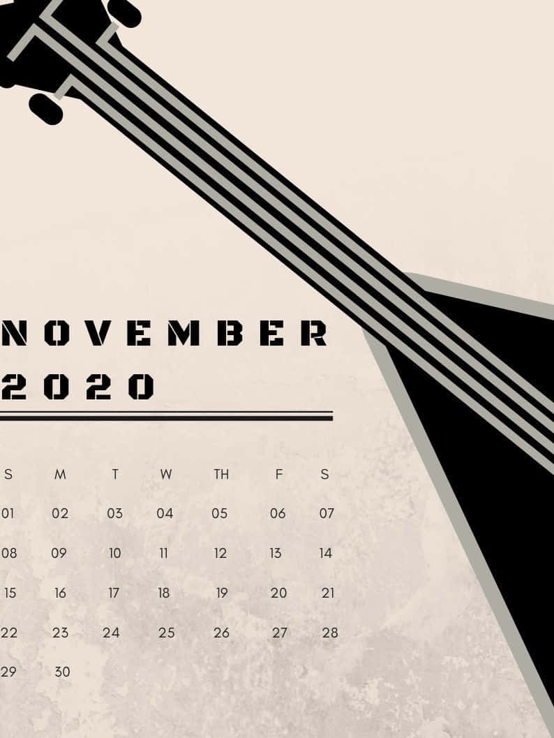November 2020 Calendar Guitar Picture