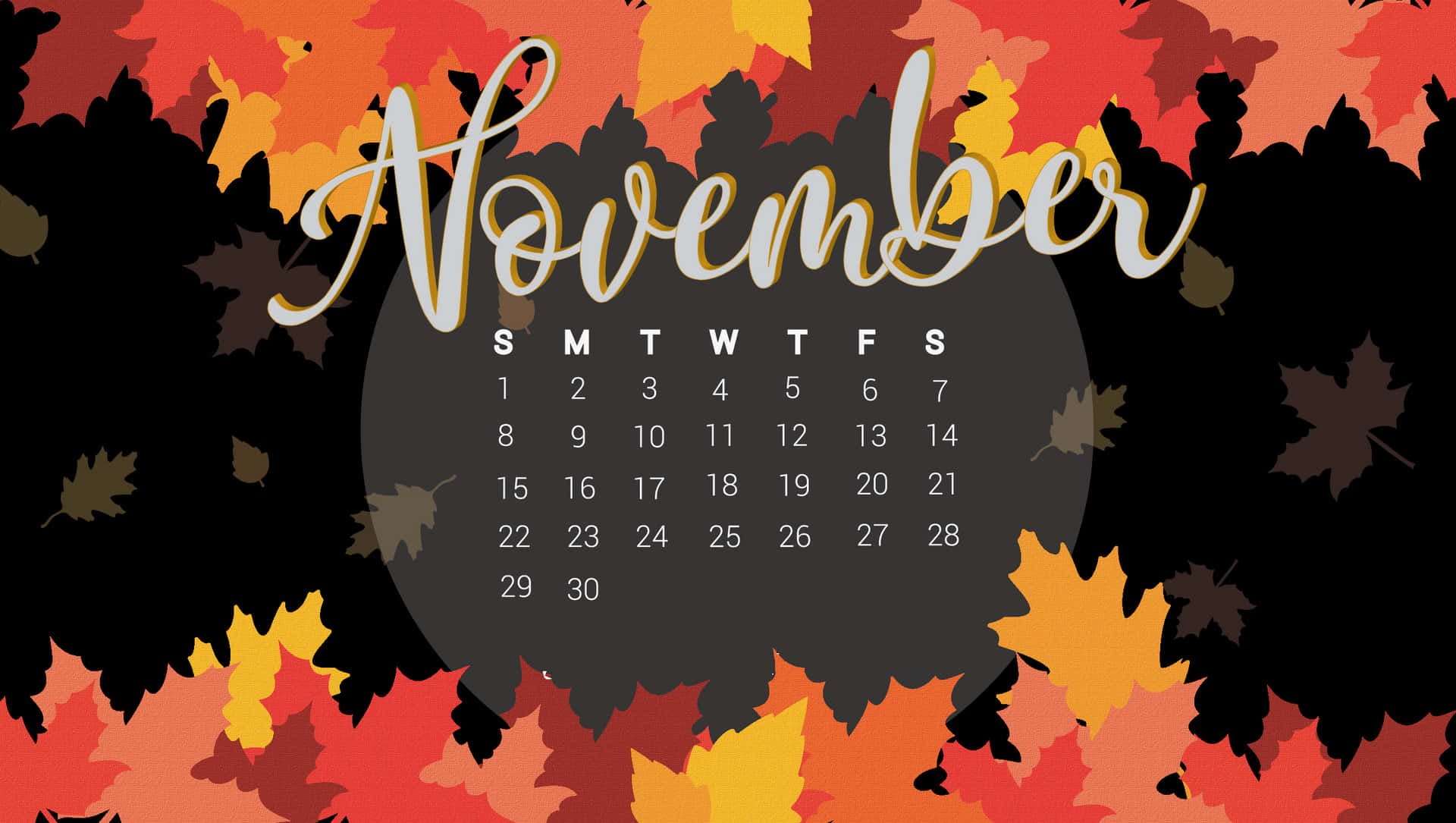 November 2020 Calendar Fall Season Picture