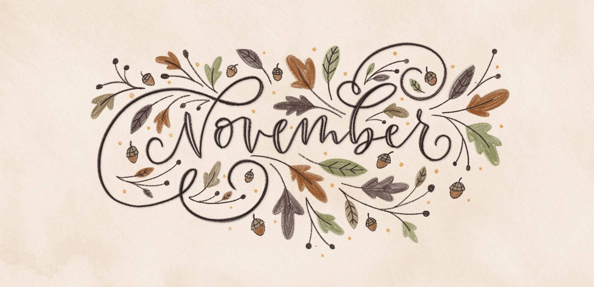 Celebrate the season of November with Autumn Calligraphy Art Wallpaper