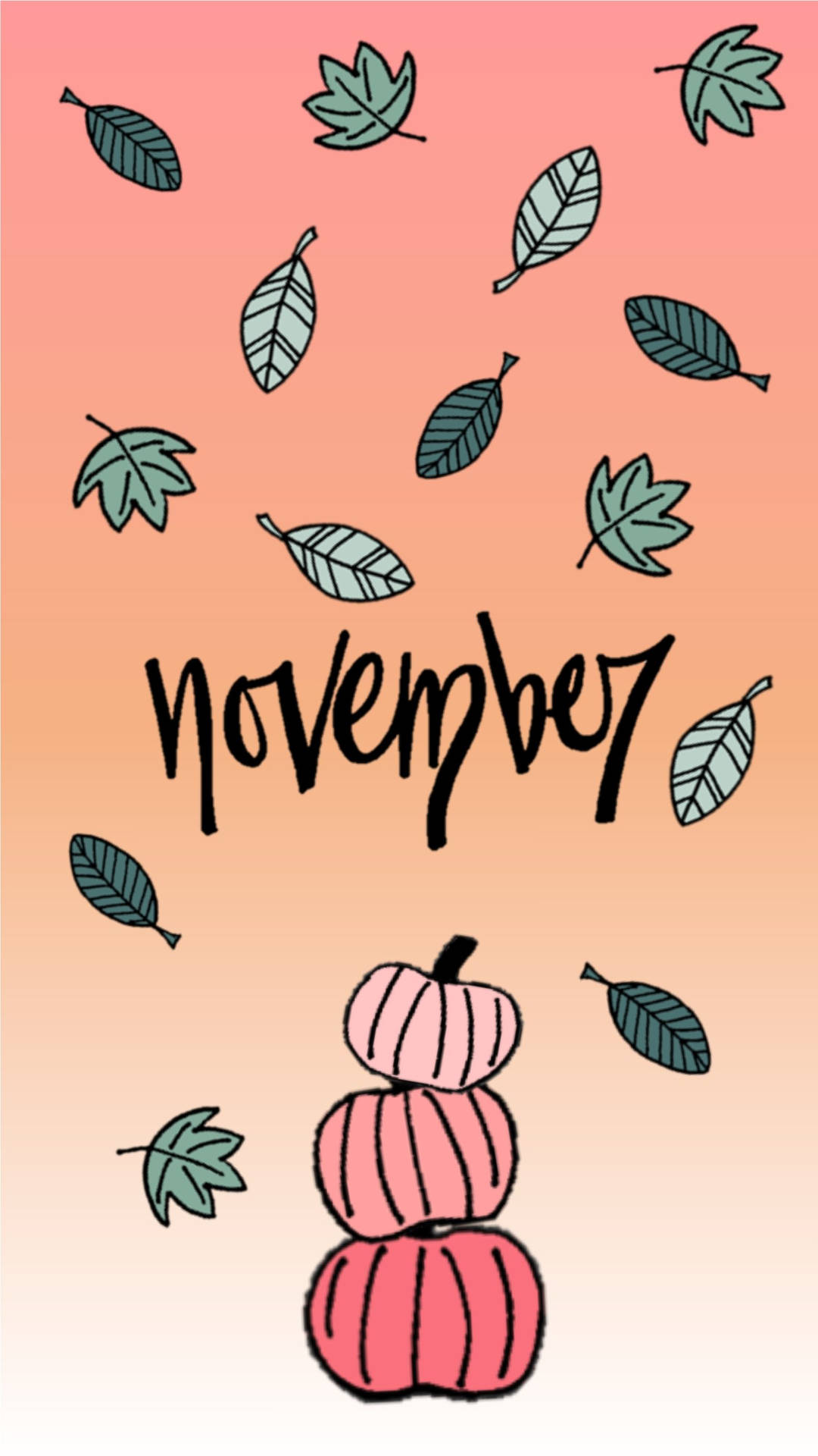 November Pumpkin Leaves Art