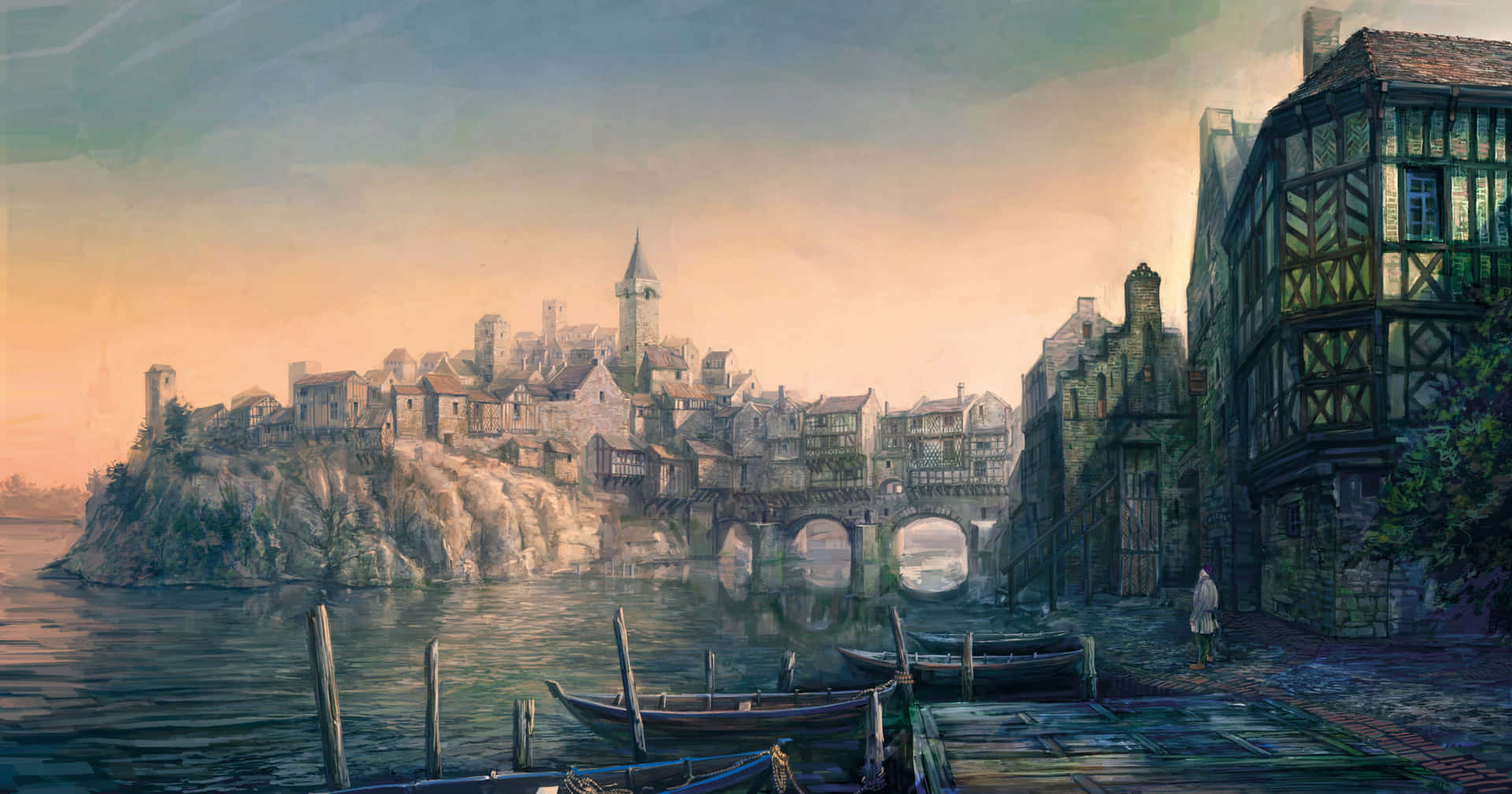 Novigrad City In The Witcher Universe Wallpaper