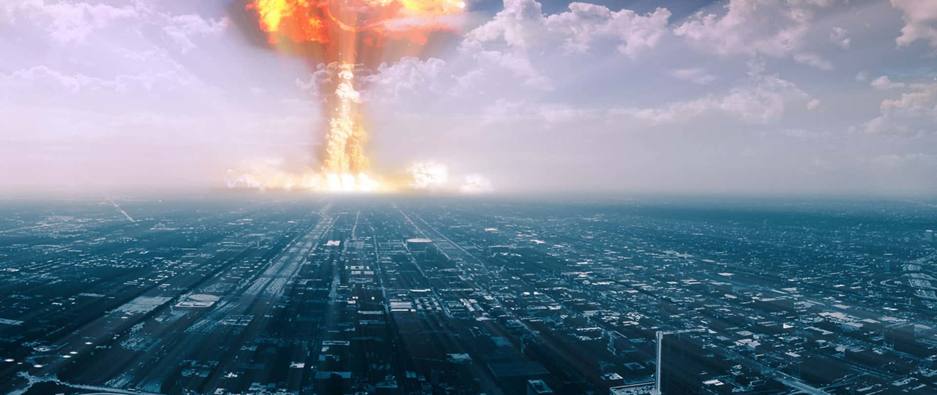 Nuclear Explosion Over Cityscape Wallpaper