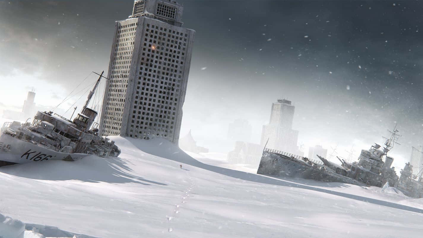 A Dark and Eerie Nuclear Winter Landscape Wallpaper