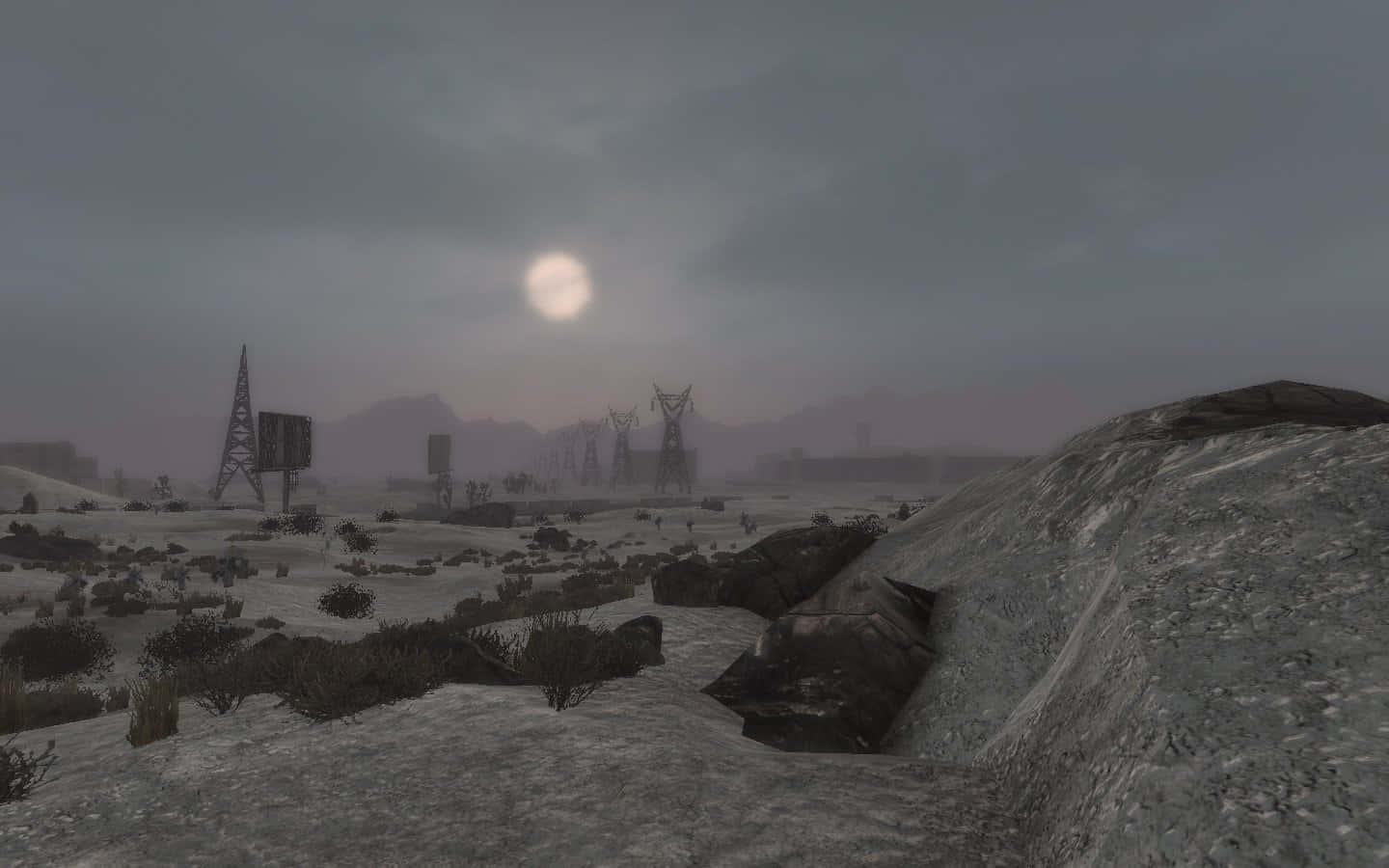 A chilling view of a nuclear winter landscape. Wallpaper
