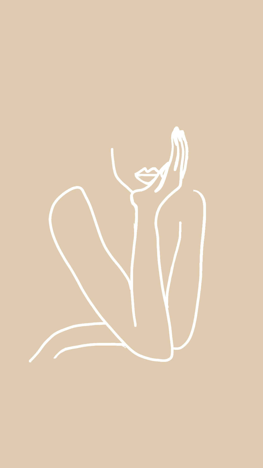 Umdesenho Em Linha De Uma Mulher Com As Mãos No Rosto.