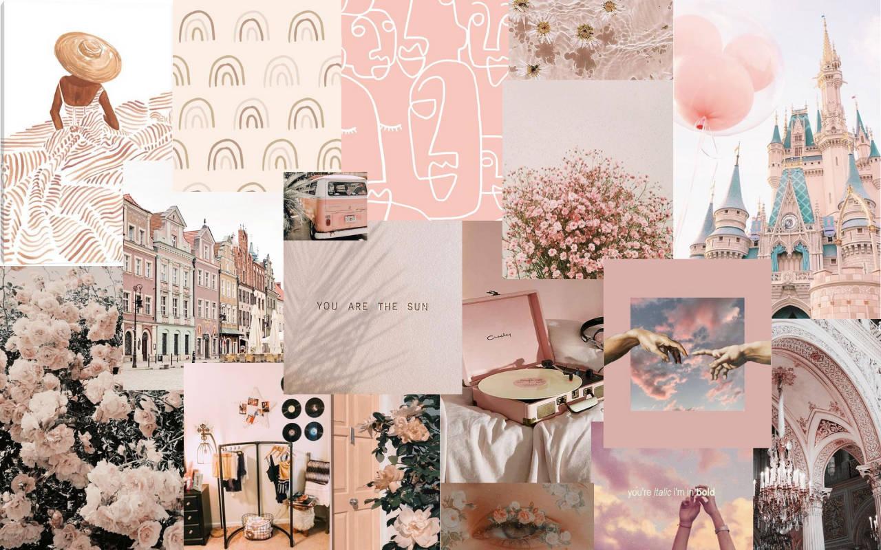 Download Nude Pink Collage Macbook Pro Aesthetic Wallpaper 