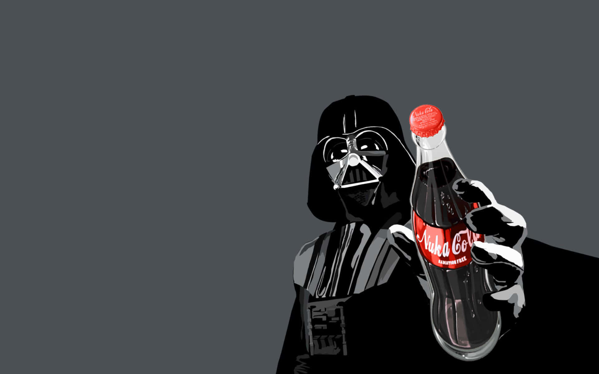 Darthvader Håller En Coca Cola-flaska. Wallpaper