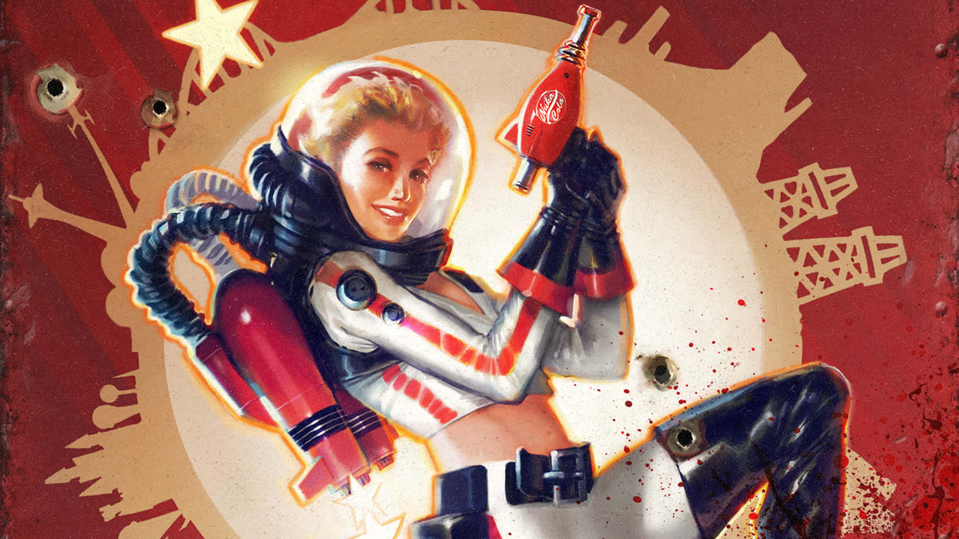 A Woman In Spacesuit Holding A Gun Wallpaper