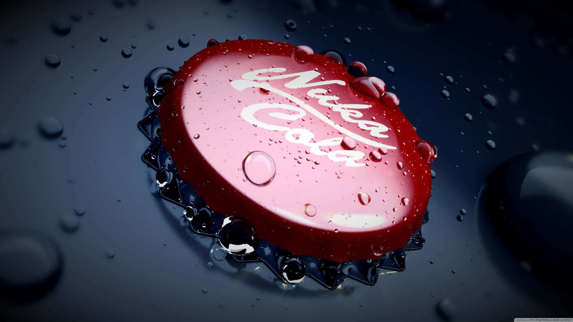 A Red Bottle Cap With Water Drops On It Wallpaper