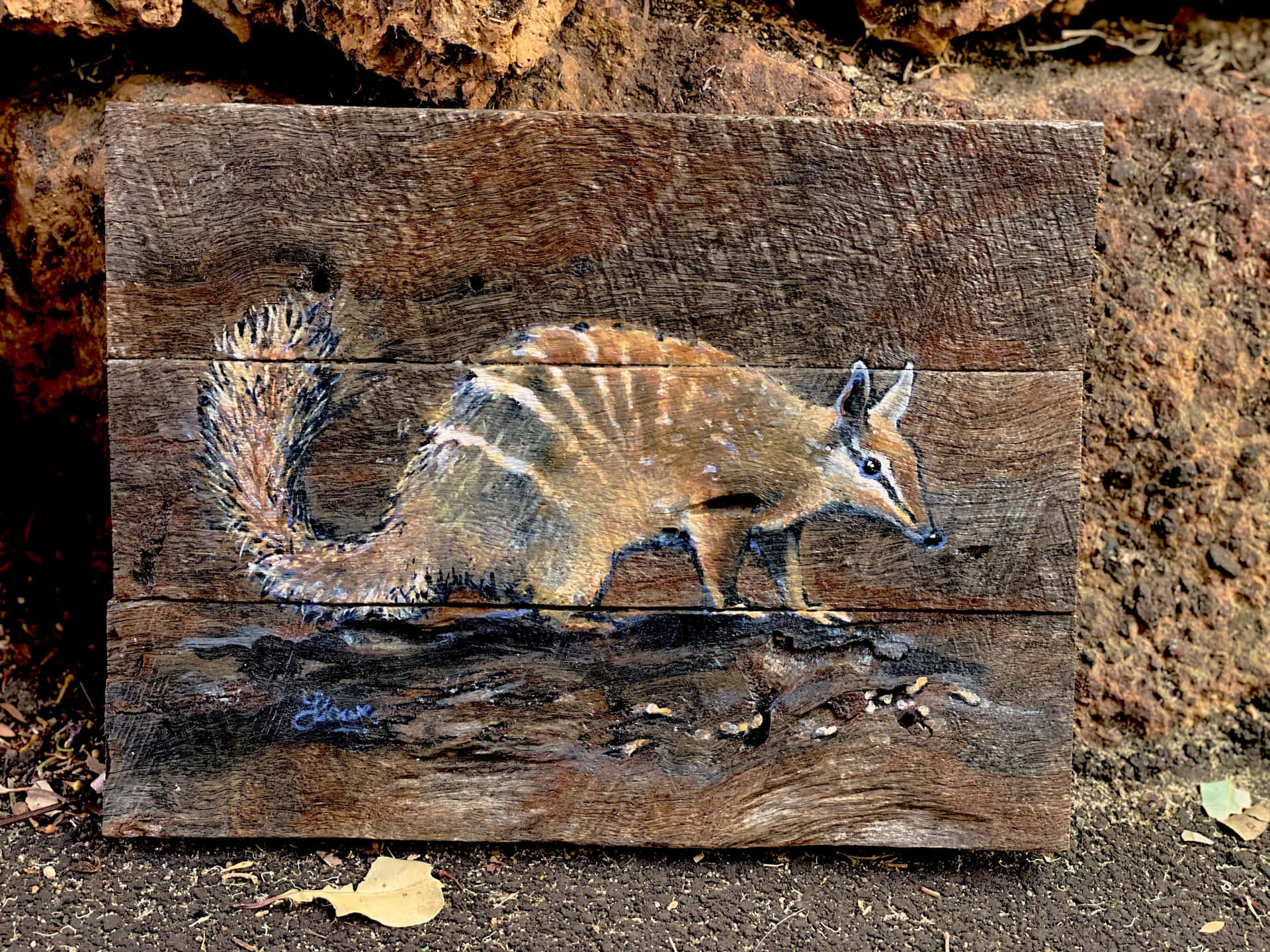 Numbat Wooden Artwork Wallpaper