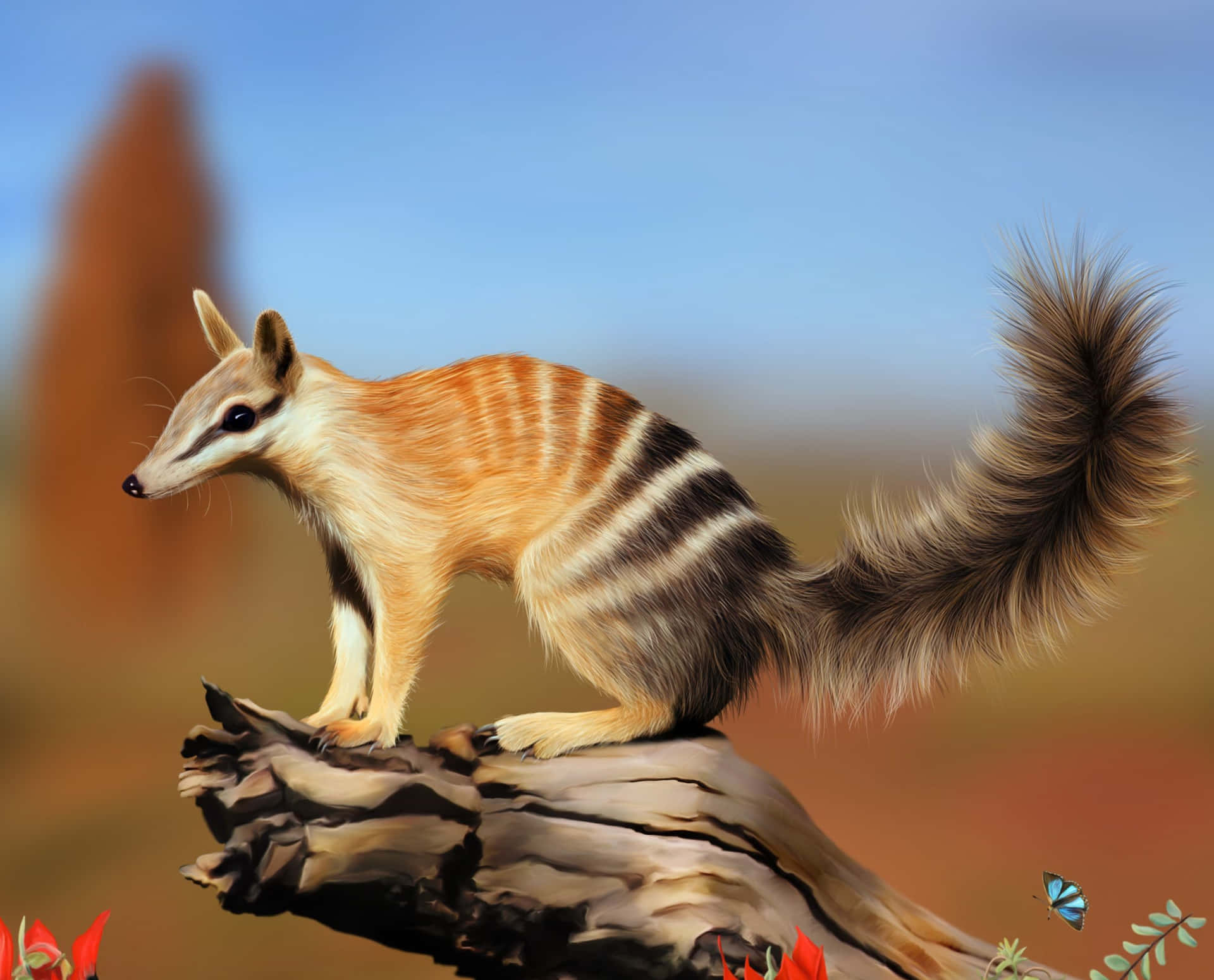 Numbat På Stamme - Australsk Marsupial Bakgrunnsbildet