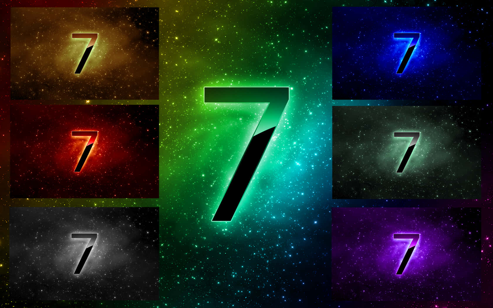 Number 7 Display Radiant Colorful Galaxy Wallpaper