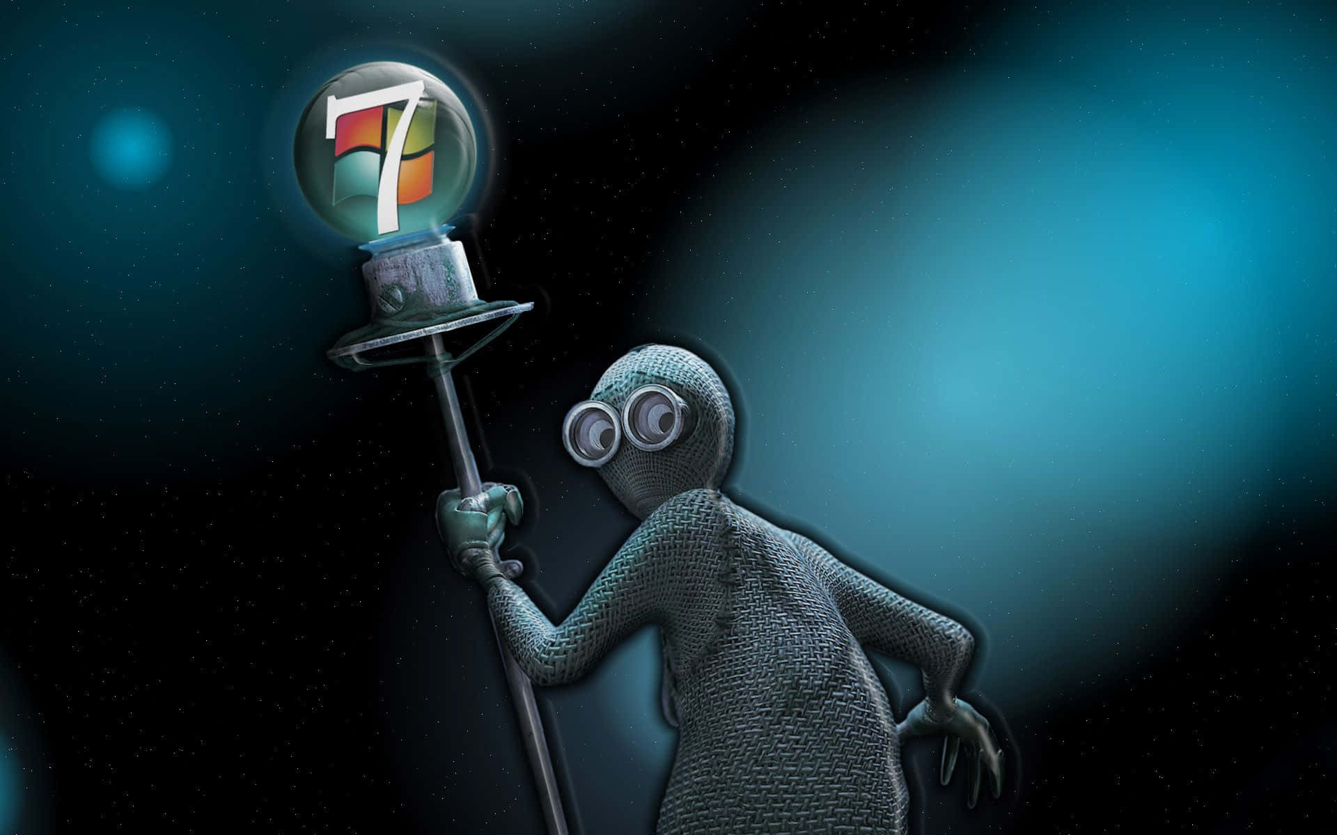 A Cartoon Character Holding A Lamp In The Sky Wallpaper