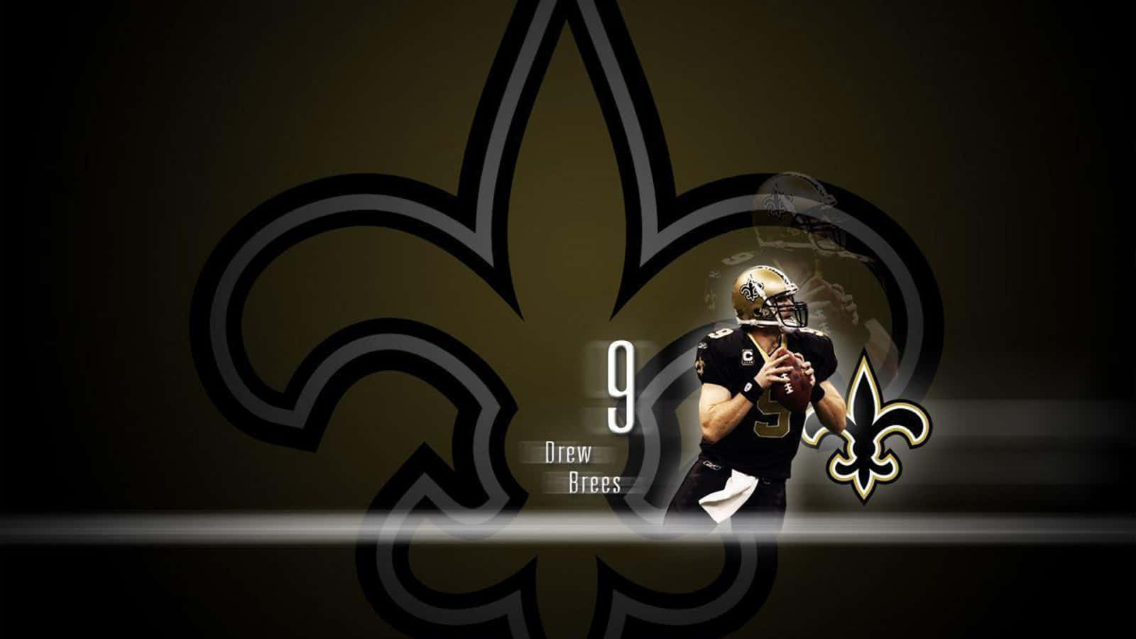 Ologotipo Do New Orleans Saints Com Um Jogador De Futebol Americano Na Tela Do Computador Ou Celular Papel de Parede