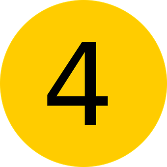 Number Four Yellow Background PNG