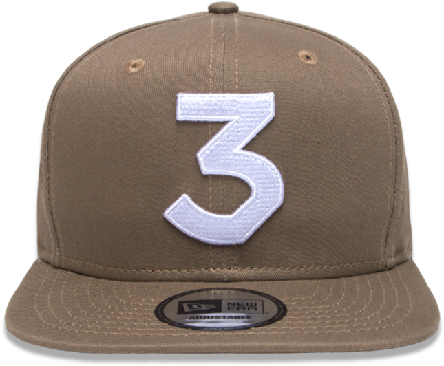 Number3 Cap_ Brown Baseball Hat With White Number PNG