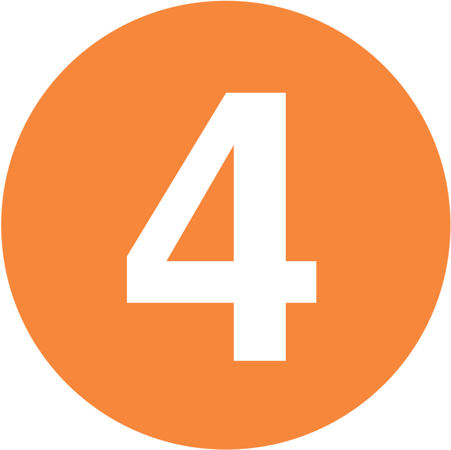 Number4 Icon Orange Background PNG