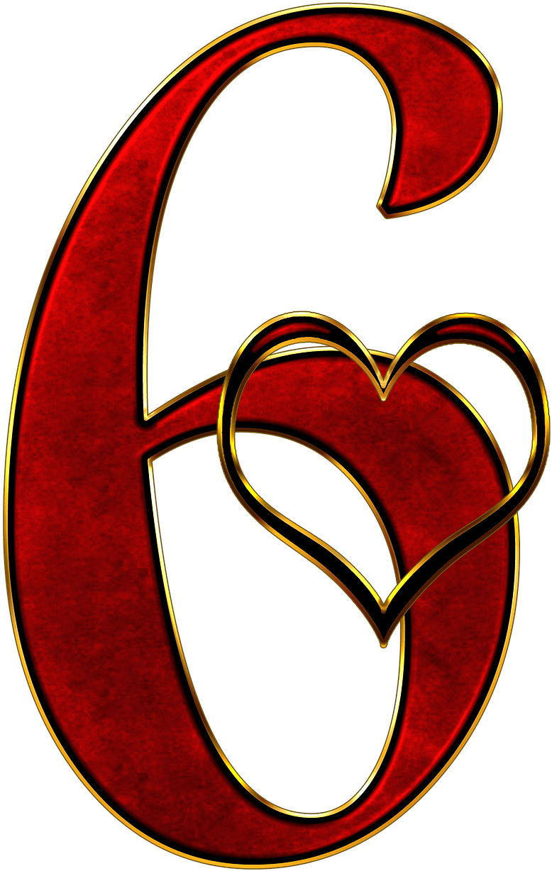 Number6 Love Heart Design PNG