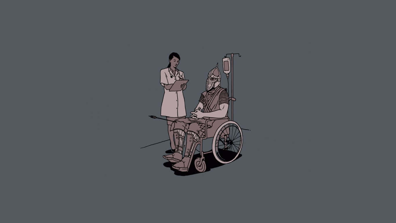 Nurse Assisting Wheelchair Patient Wallpaper