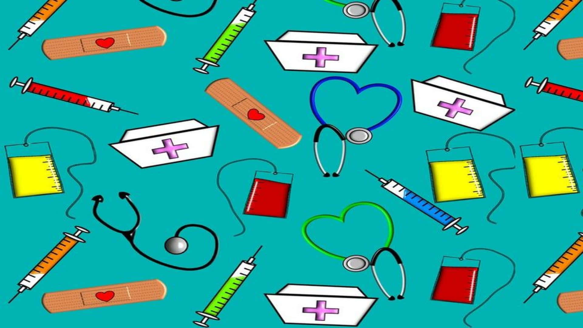 A Seamless Pattern Of Medical Items