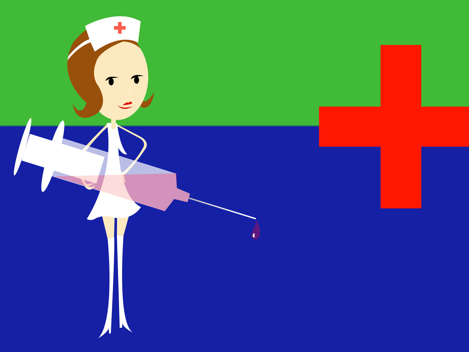A Nurse Holding A Syringe With A Green And Blue Background