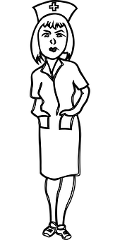 Nurse Clipart Blackand White PNG