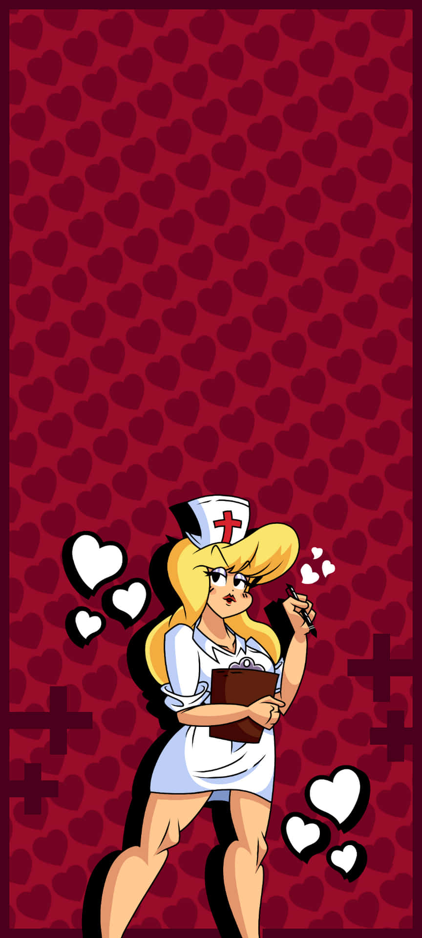 Unaenfermera De Dibujos Animados Con Un Corazón En Su Cara Fondo de pantalla