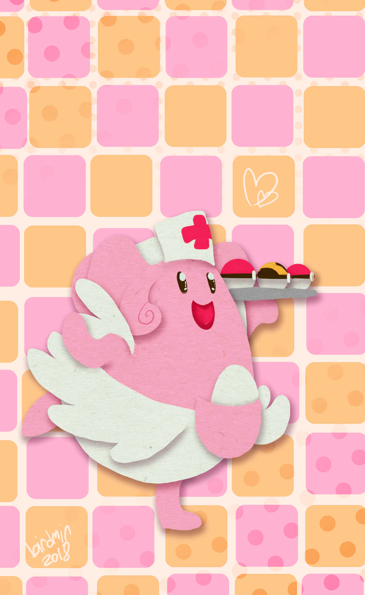 A Pink Cartoon Character With A Plate Of Food Wallpaper